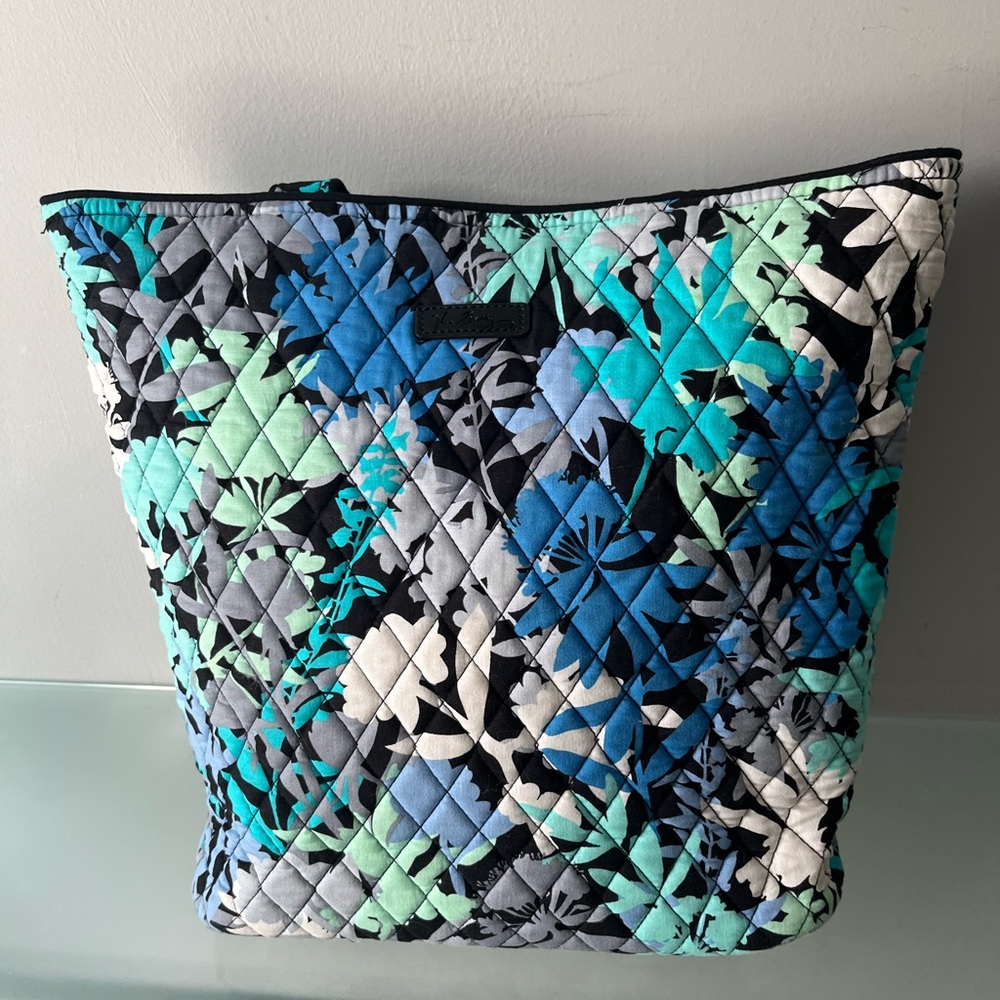 Vera Bradley Floral Quilted Tote Bag - Blue and Black